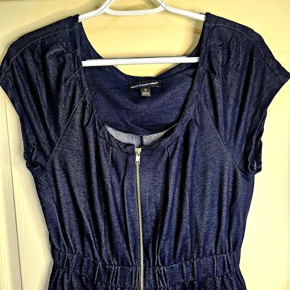 Saint Tropez West Sleeveless Dress with Zippered Pockets Gathered Waist S12 - Picture 3 of 7